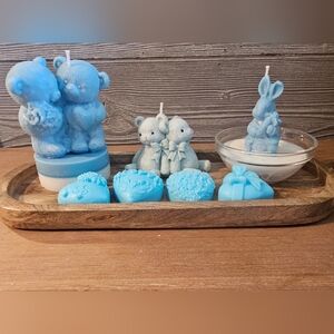 Charming Blue Animal Candle Set